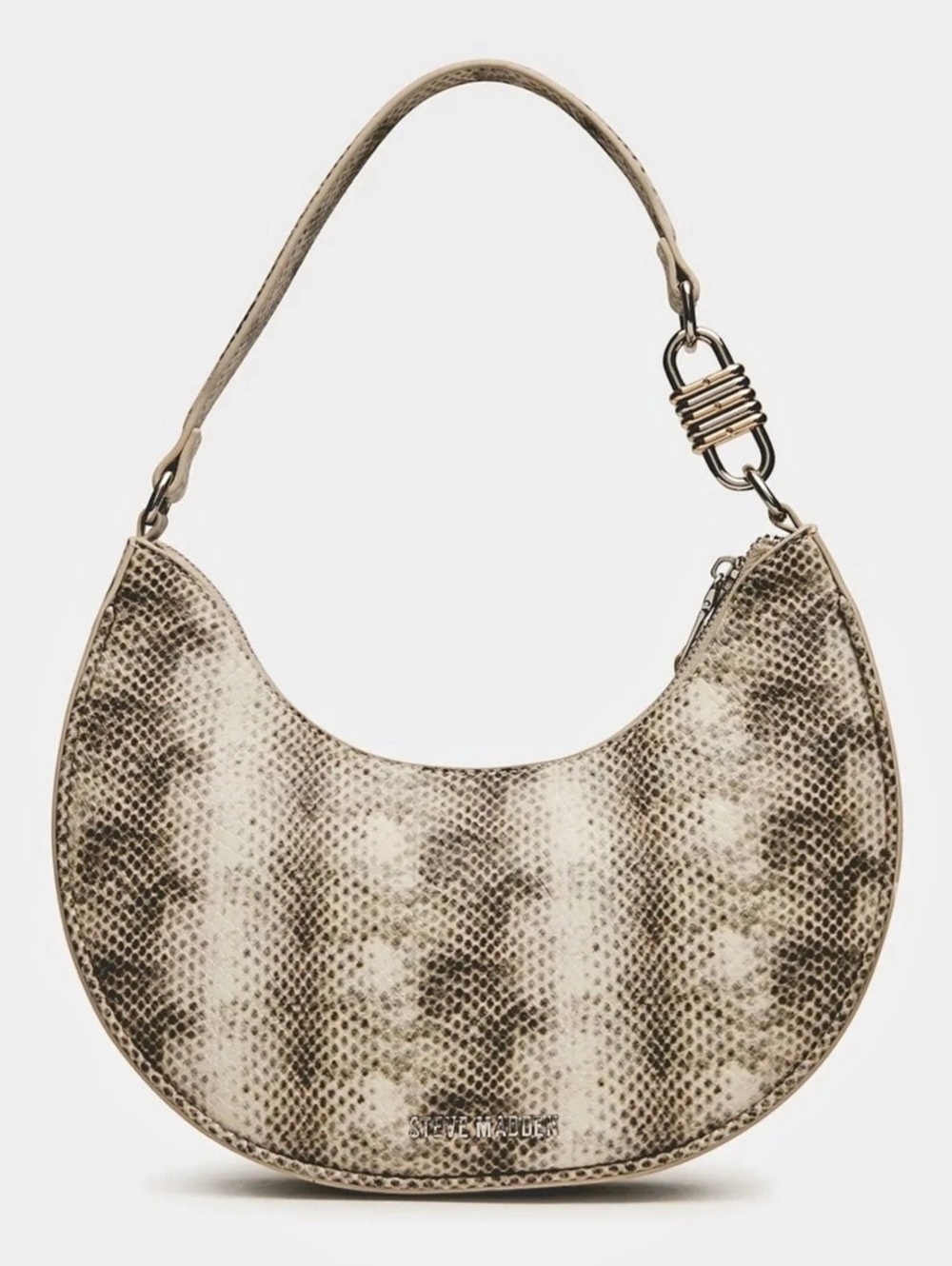 Steve Madden Faux Snakeskin Crescent Shoulder Bag Brown & Cream